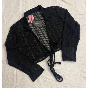 Black cut out crotchet cover up crop beach top by Prettylittlething XXL BNWT